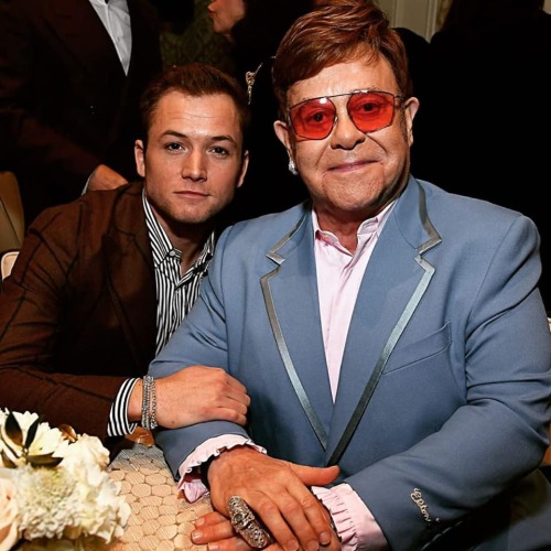 Taron Egerton and Elton at the BAFTA tea party, ahead of the 2020 Golden Globes where Taron has been