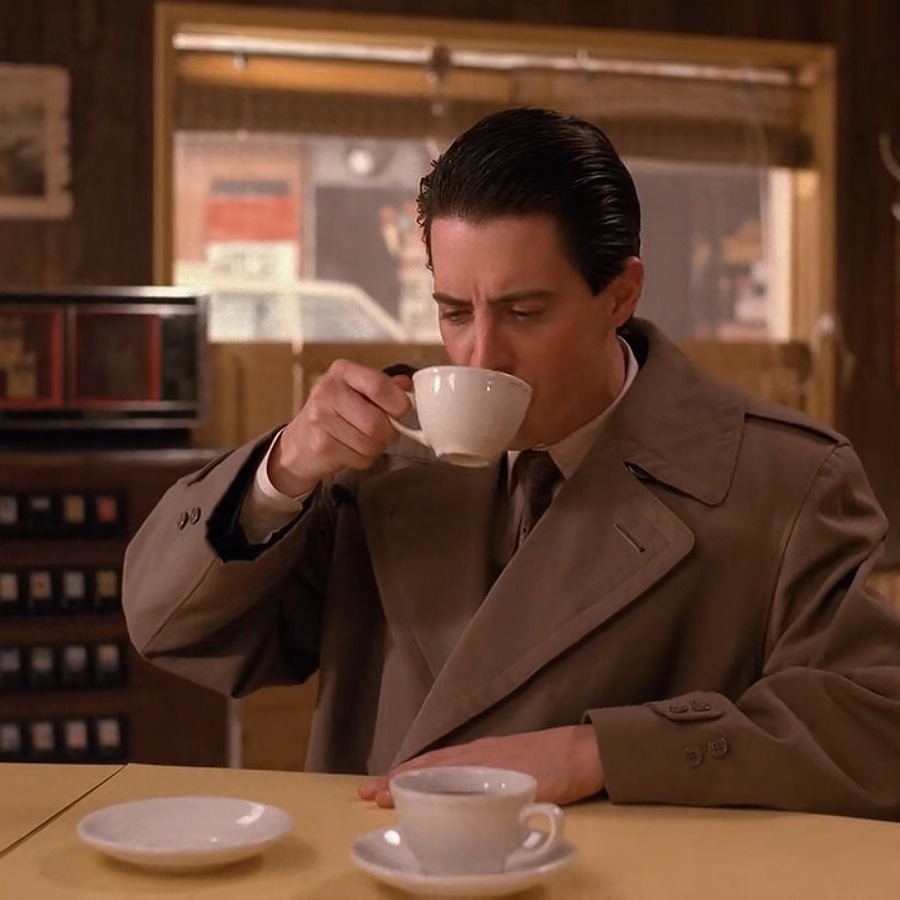 Dale Cooper sipping coffee