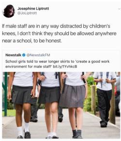 thatisludicrous:  pyroteknich:   theotherguysride: PREACH Let’s be real. If little girls’ knees, shoulders, and clavicles are a problem for male teachers, you don’t have a dress code issue. You have a pedophile issue.   Y. E. S.  