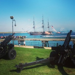 Intopetrifiedwood:  21 Gun Salute At Fort Independence, Boston. The Last Sail Of