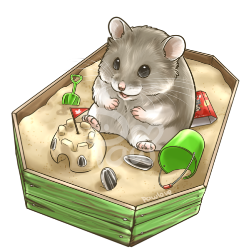pawlovearts:Happy little sandbox hamster.