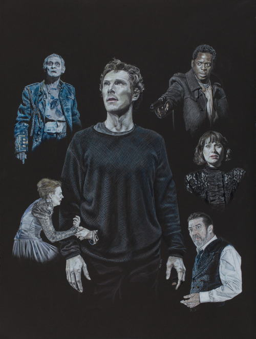 splunge4me2art: 2016 Hamlet CollagePrismacolor Premier Color Pencils on Black Paper22x30&quot;45