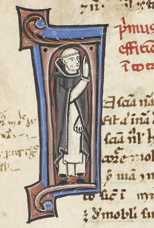 Albertus Magnus, author of the Aristotelian commentaries set down in LJS 482, is here shown on fol. 