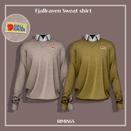 [RIMINGS] Fjallraven Sweat shirt - TOP- NEW MESH- ALL LODS- NORMAL MAP- 16 SWATCHES- HQ COMPATIBLE▶T