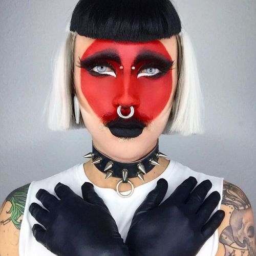 Whats black, white and red all over? Why, @ghostprogram of course! … .#dragqueen #makeup #dra