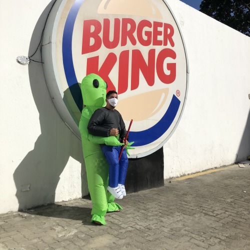 To celebrate Halloween Burger king in Brasil is giving a free whopper to whoever goes in the drive t