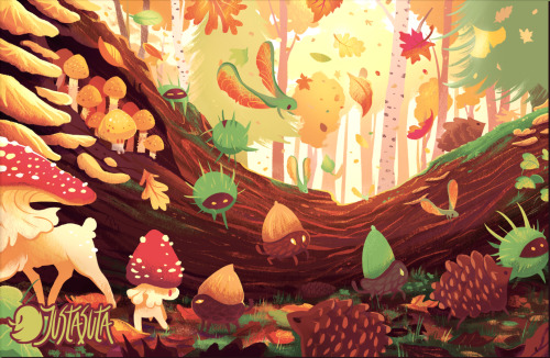 A new print and small collection of some fall flora critters! Will have all these at Anime Weekend A