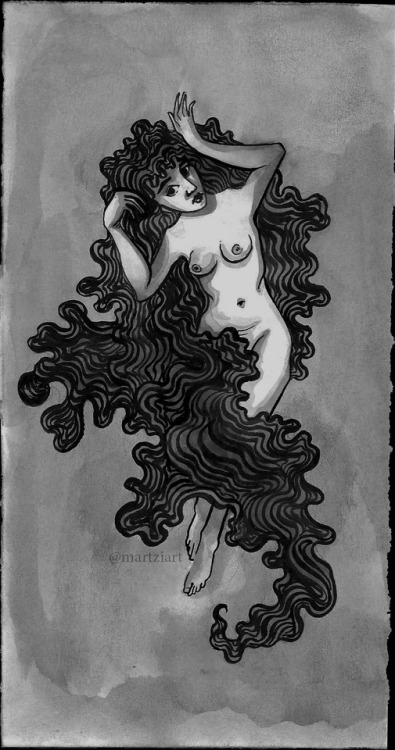 • Night • Inktober, day 6 Nyx, Greek goddess of the nightInspired by the classical paintin