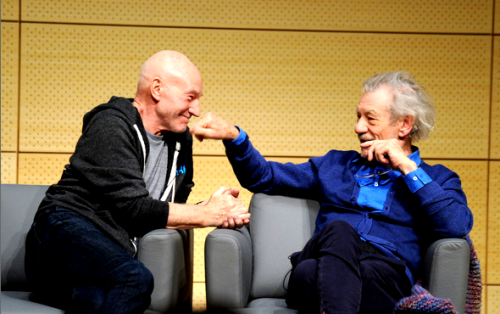 fourteenacross: fuckyeahsirpatrickstewart: Sir Patrick Stewart &amp; Sir Ian McKellen (1/28/14, 