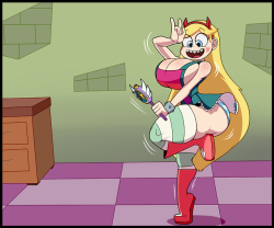 ber00:  High res link   InterruptingOctopus and king4ever35’s commission After losing the book of spells, Star Butterfly has spent years experimenting with magic, seeing what she can accomplish. One night she looks down towards her shirt and felt like