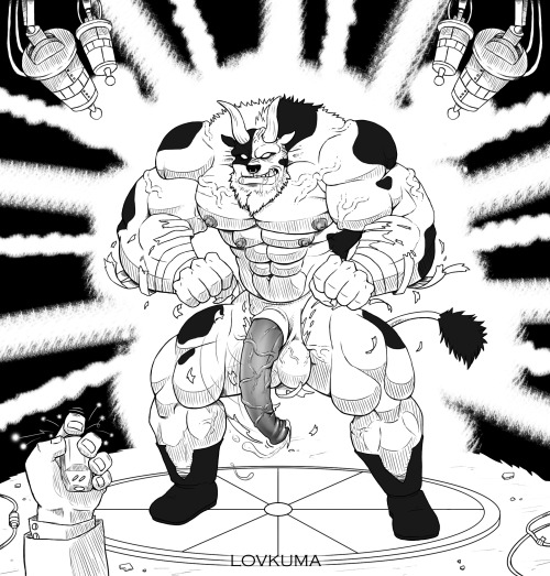 lovmykuma:  Moooooooooo……I always found Taurus too thin for his height and physical type. I as an taurine could not admit this. So I took him to my “manlynizator”  machine. Let’s see the results…
