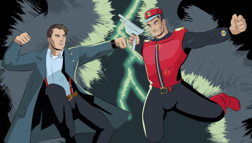 A friend asked me to draw “Captain Jack Harkness vs Captain Scarlet”  This made perfect sense - both