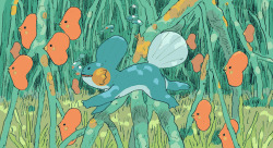 turndecassette:  Fave Pokémon – Mudkip (in the mangroves) + Mewtwo (suggested by @skelephone) 