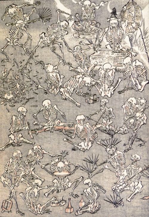merhasstellyrhas: deathandmysticism: Kawanabe Kyōsai, Skeletons, 1881 @tactical-necromancy