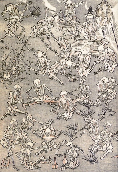 deathandmysticism:Kawanabe Kyōsai, Skeletons, 1881