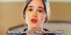  Juno MacGuff; Juno (2007) — Ellen Page∟”I just, like, don’t want to give the baby to a family that describes themselves as ‘wholesome’. I don’t know, I just want something a little more edgier. I was thinking more, like, graphic designer