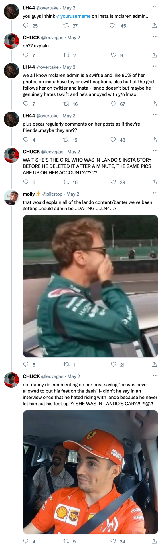 Secret Admin | Lando Norris Social Media Au