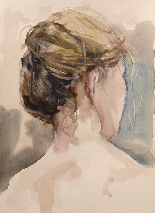 Portrait Watercolour on Bockingford tinted Paper