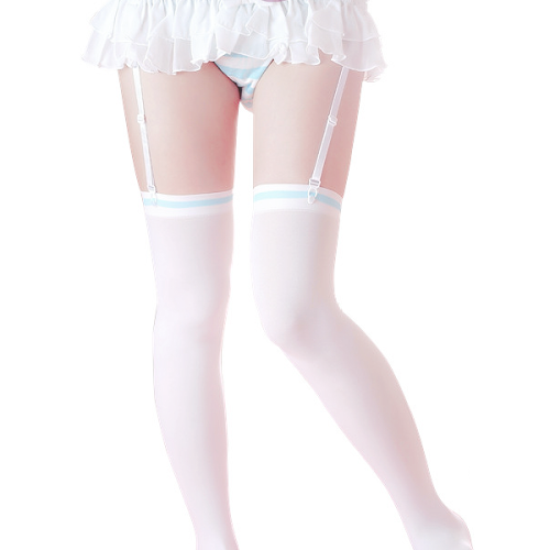 poison-marie: Blue stripe thigh highs ✿ $9.99 / discount code: gasaii