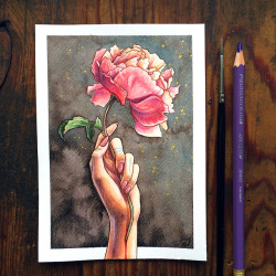 magscreates:  Little peony painting 🌸Mixed