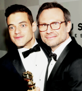 benmckee:   Rami Malek and Christian Slater attend Golden Globe Awards After Party
