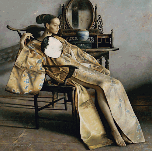 Lu Jianjun (吕建军), Woman with Fan (2005), Grand Facade Series (2008), [Title Unknown]Elegantly posed 