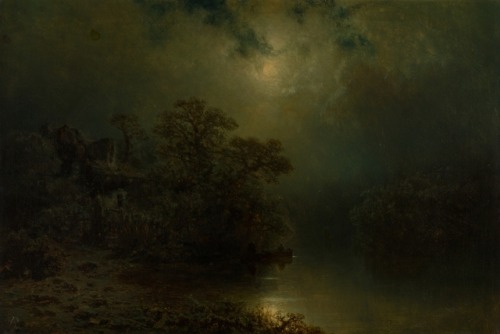 catonhottinroof: August Piepenhagen  (1791 - 1868)Moonlight night, c. 1860 