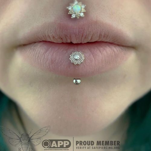 Healing vertical lip featuring a solid white gold Afghan end on the top from @bvla  . . . #verticall