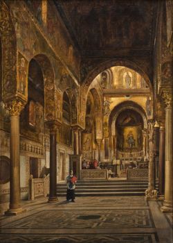 Art-And-Things-Of-Beauty:  Pietro Volpes (1830-1924) - ‘The Palatine Chapel’,