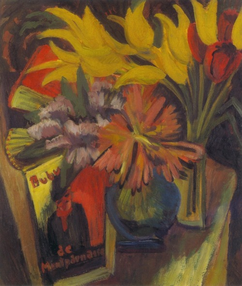 amare-habeo:Ernst Ludwig Kirchner (German, 1880 – 1938Yellow Tulips (Still-life with Bubu de Montpar