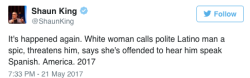 pre-med-timelord: tiny-chameleon:   cobaltdays:  the-movemnt:   Woman berates Latino man in Virginia Sprint store: “Take his fucking ass back to Mexico” A viral video captured an incident where a white woman went on a racist tirade inside a mall Sprint