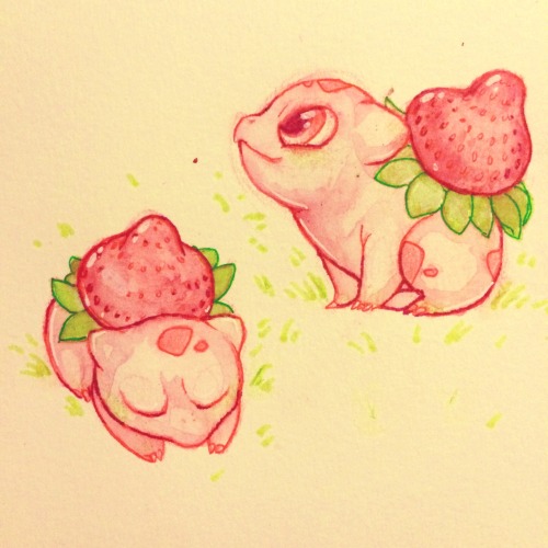 william-snekspeare:I had a dream where there was a tiny pink version of bulbasaur called strawberry 