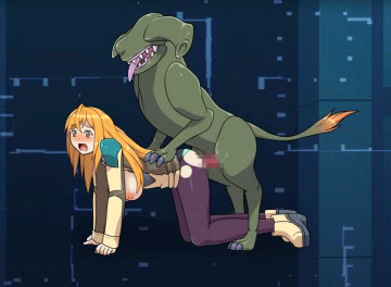 Busty anime hentai blonde with big tits getting raped by an alien doggy style.