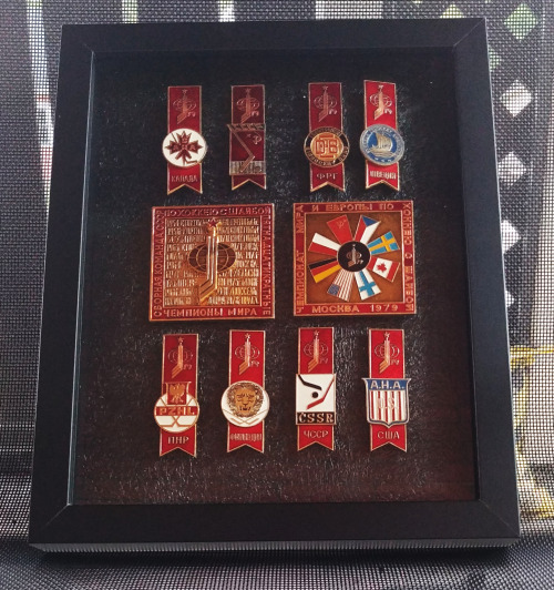 Got some of my vintage pins in a display frame at last. Taking a photo of something in glass is so h