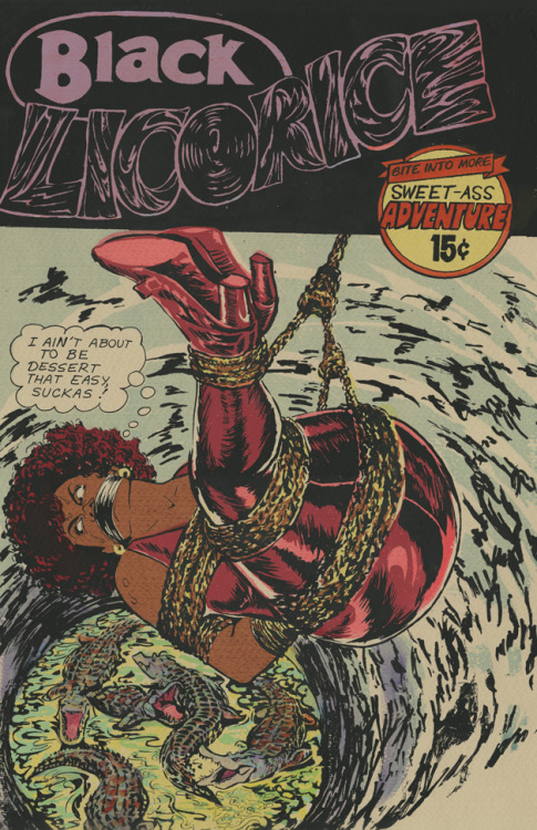 erindodge:   BLACK LICORICE Silkscreen comic book cover. My take on Blaxploitation-era comics and a 