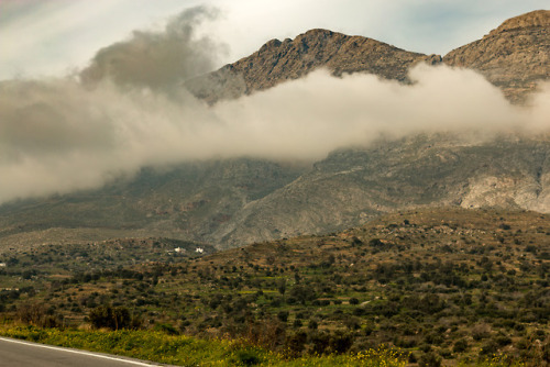 Rolling fog. Hills on Crete, 2018.