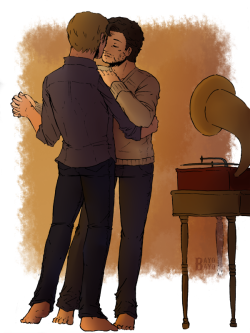 bayobayo:    Goldberg Variations BWV 988 Aria, Johann Sebastian Bach Here’s Hannibal and Will slow-dancing, as requested by @but-the-kid-is-not-my-son. Honestly, I was originally going to have them dance in a fancy party setting but then that ^^song^^