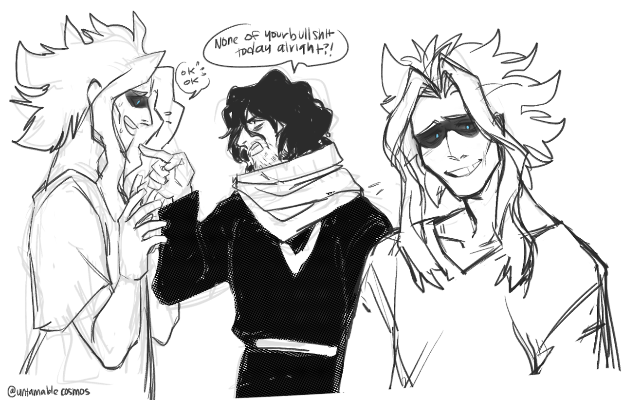 untamablecosmos:  he’s super hard to adapt wowee  but aizawa aggressively making