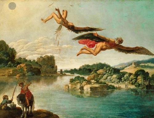 1- The Icarus&rsquo; fligth. C. Saraceni. 2- The Icarus&rsquo; fall. C. Saraceni.  3- T