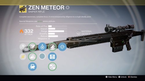  Zen MeteorSniper Rifle(I forgot to mention that is currently a PS4 exclusive weapon)Special info: T