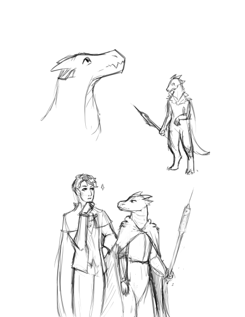 assorted kobold shenanigans!! i love those funky lil guys[id: two sketchy digital drawings of rqg ch