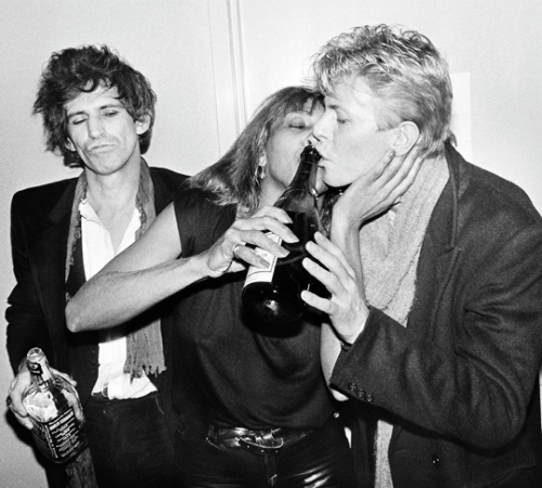 geminiscene:  keith richards, tina turner and david bowie, 1983.