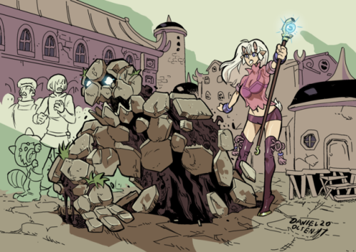 Colored the golem summoner from yesterday. Practicing my color pickins.