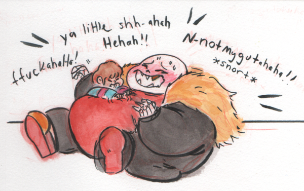 stuffedart:  Frisk knows what to get edgy grumpy laughing again. Sans didn’t let