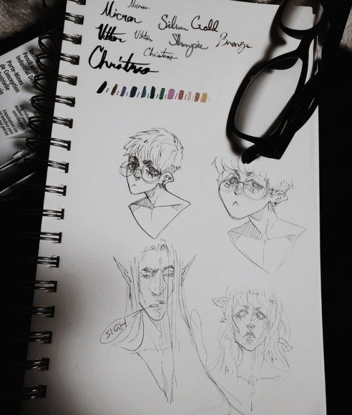 Testing out new art supplies I got for Christmas and my birthday.  Left: sketch of @mazokhist and his OC Vincialem, Vikrolomen Right: closeup of Vikrolomen