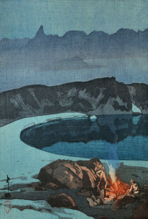 Camp of Mt. Washiba*   -   Hiroshi Yoshida , 1926Japanese, 1876-1950Woodblock  , 37.0 x 24.8 cm.*Twe