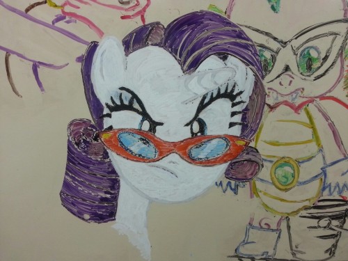 Rarity is the most fabulous of ponies. Chalk markers are kind of like cheating but eh… Rarity did not look good as an outline.