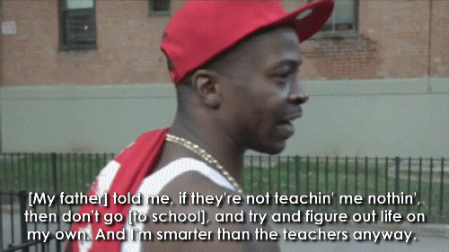 the-ocean-in-one-drop-deactivat: Nas and his brother Jungle, about dropping out of school.Time Is Illmatic (2014)