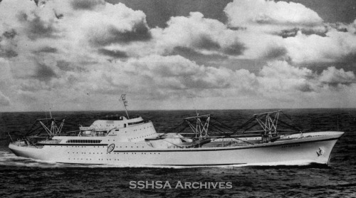 steamship-historical-society: Today in 1959, the first nuclear powered passenger ship, NS Savannah, 