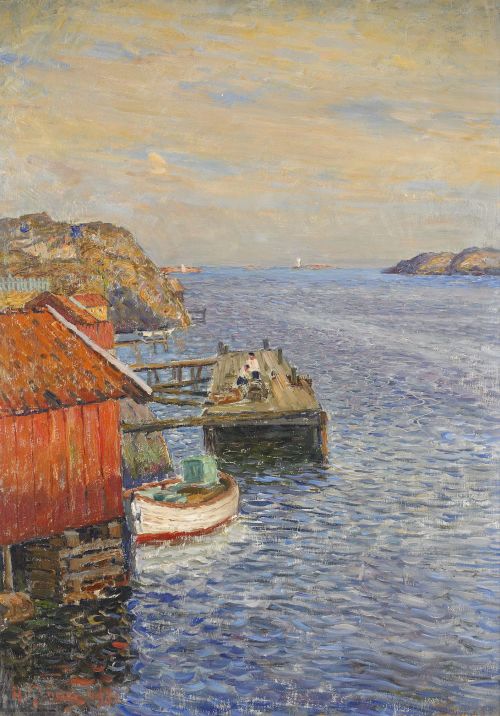 catonhottinroof:   Anton Genberg   (1862-1939)    Motiv från Kyrkosund   